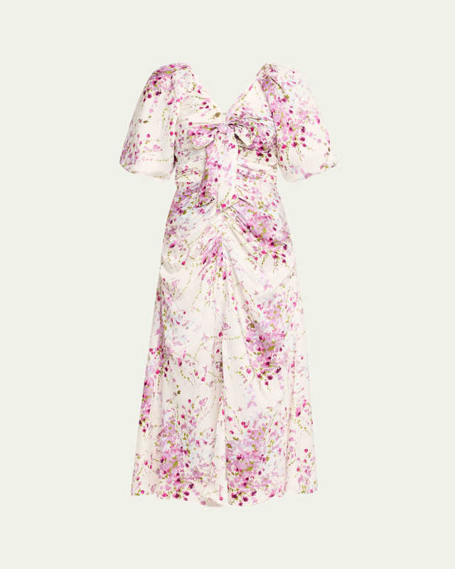 Brenton Puff-Sleeve Midsummer Bloom Dress